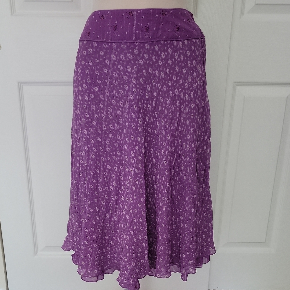 Purple Lavender Vintage Style Floral Women's Skirt Layered Medium